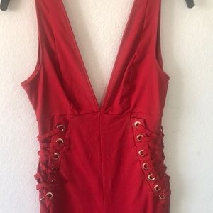 Red jumpsuit- laced sides